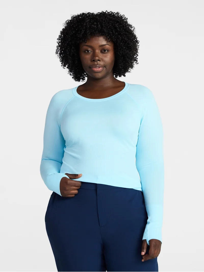 Avia Women's Seamless Tee with Long Sleeves, Sizes XS-XXXL | Walmart (US)