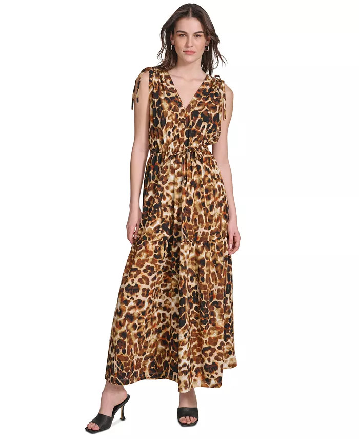 Women's Printed Tie-Shoulder Maxi Dress | Macy's