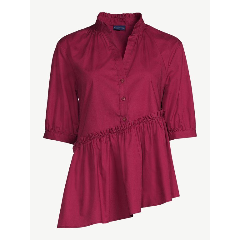 Scoop Women's Oversized Asymmetric Ruffle Top | Walmart (US)