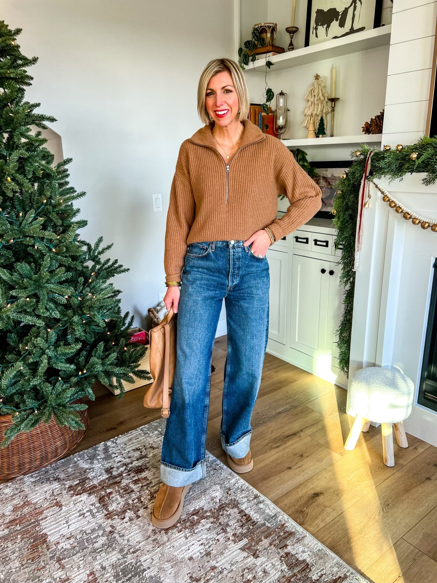 Neutral sweater styled multiple ways, fall and winter outfit, holiday look, Sarah Kelly Style

#LTKstyletip #LTKSeasonal #LTKHoliday