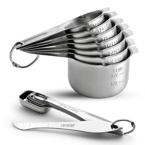 Spring Chef Stainless Steel Measuring Cups and Spoons Set of 14 with Leveler, Nesting Kitchen Metal Measuring Cups and Spoons Set for Dry and Liquid Ingredients, Perfect for Cooking & Baking | Amazon (US)
