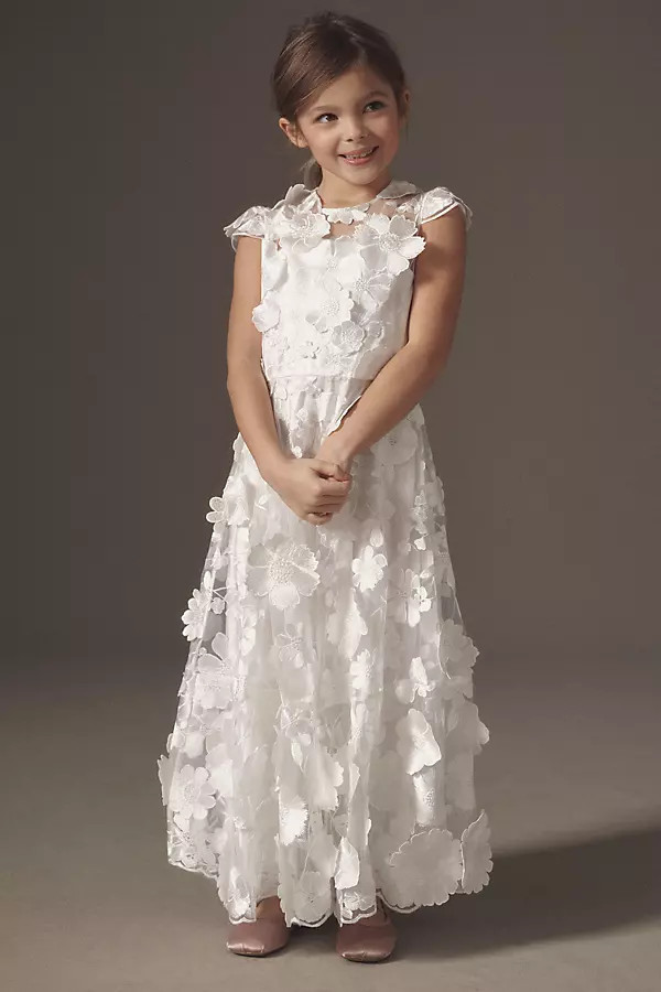 Harriet 3D Lace Flower Girl Dress | Anthropologie (US)