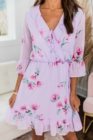 Lasting Impression Floral Dress Lavender | The Pink Lily Boutique