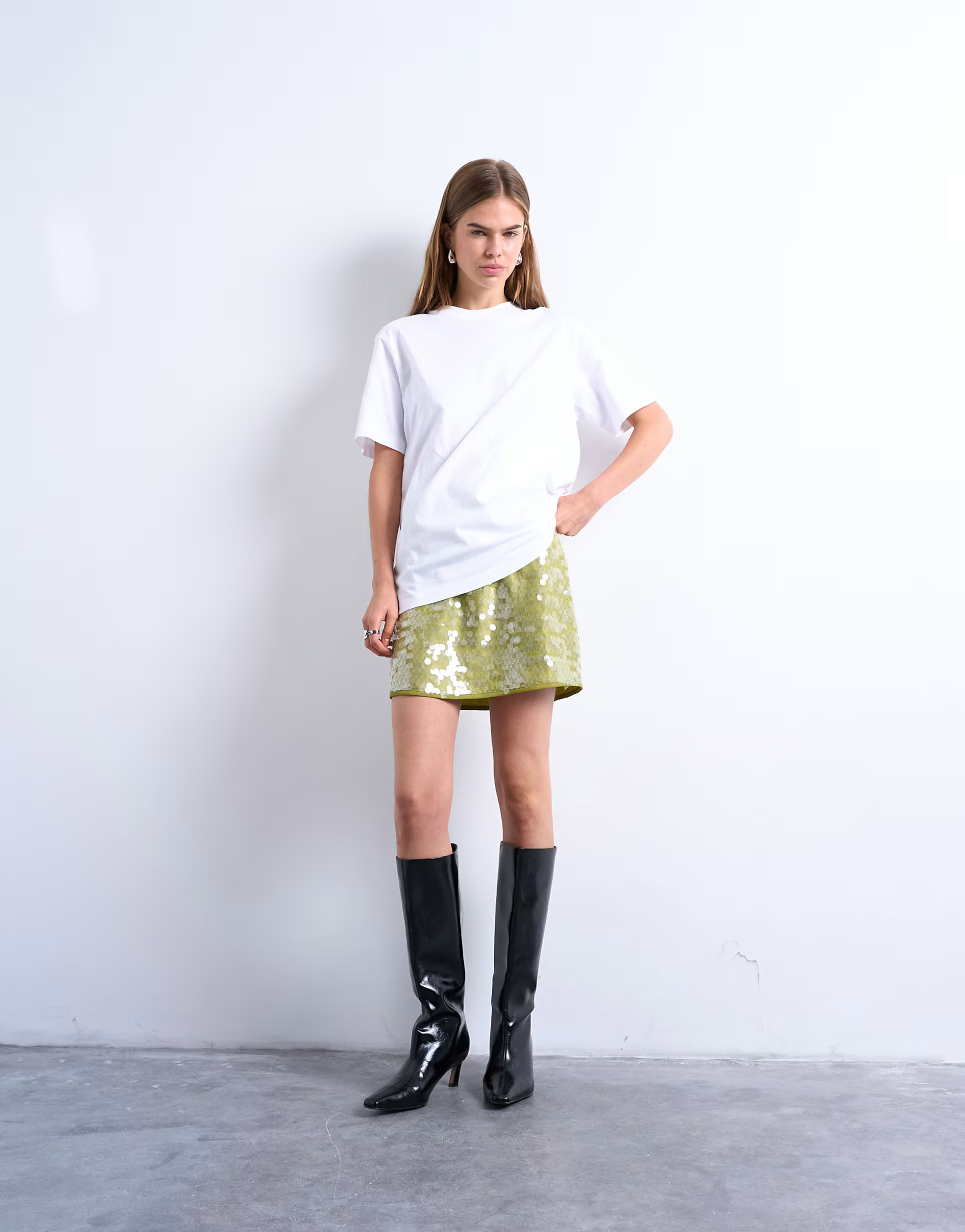 Topshop sequin a line mini skirt in green | ASOS (Global)