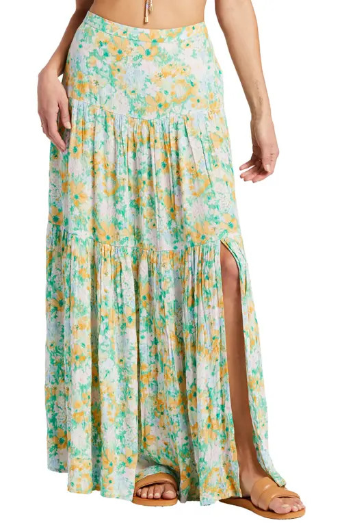 Billabong Sun Chasers Rave Floral Maxi Skirt in Green at Nordstrom, Size Small | Nordstrom