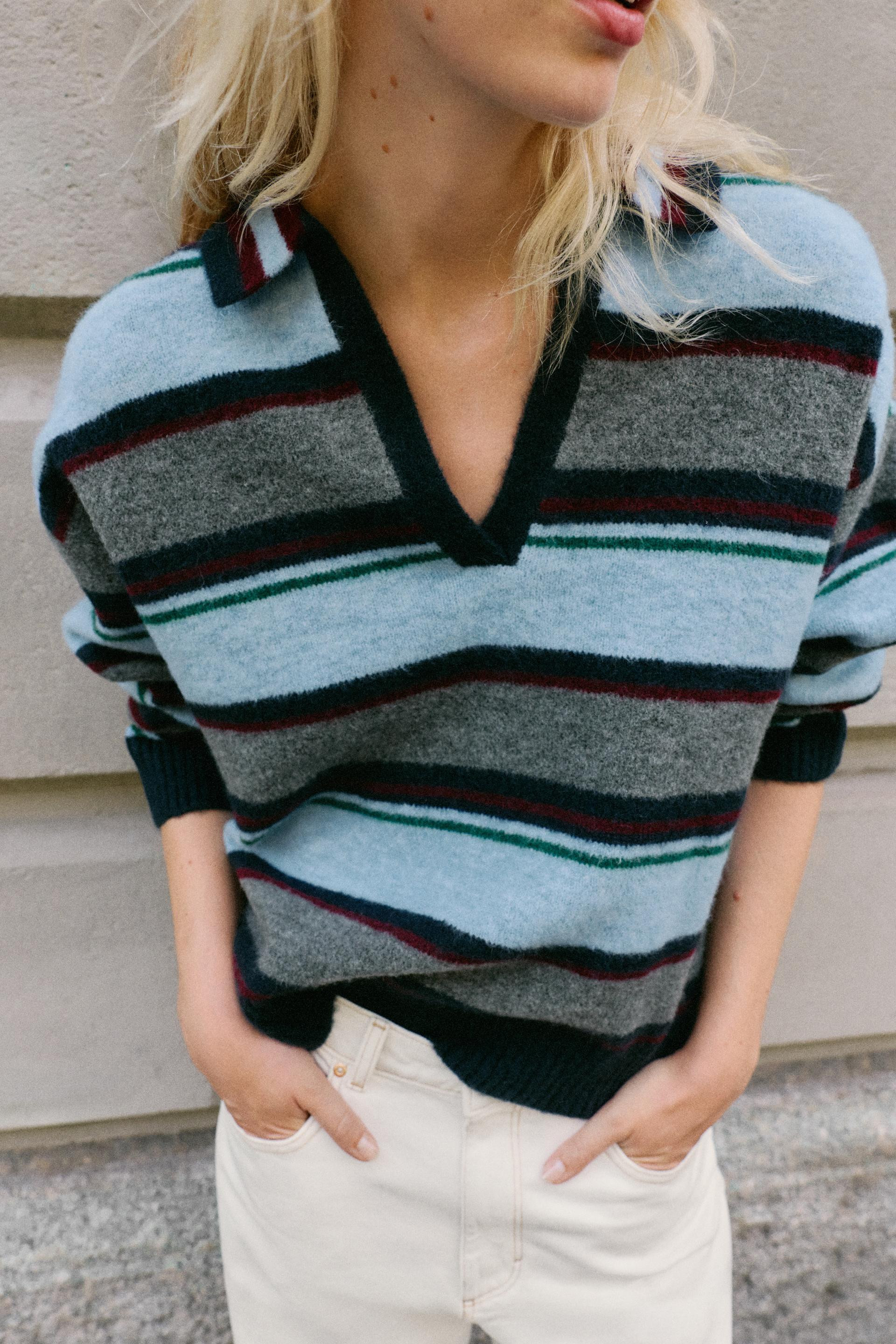Zara - Knit Sweater With Contrast Trims In Ecru - Xl - Woman | Zara UK