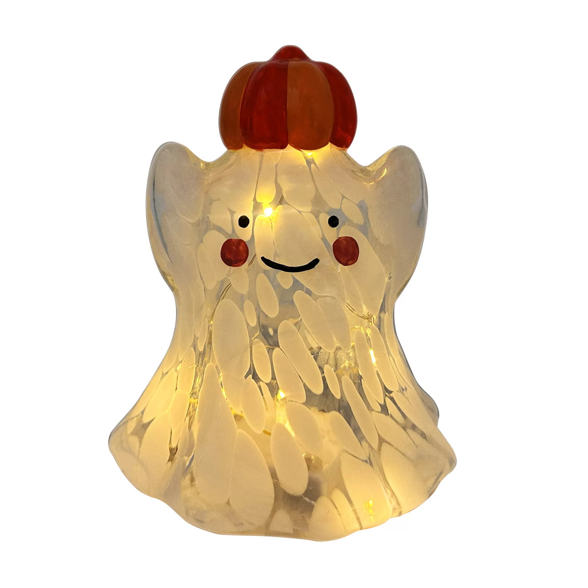 Celebrate Together™ Halloween LED Confetti Glass Ghost with Pumpkin Hat Table Decor, Ghost Pumpkin On Head | Kohl's