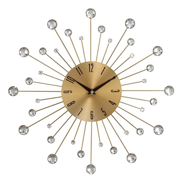 DecMode Indoor 15"D Gold Analog Glam Wall Clock - Walmart.com | Walmart (US)