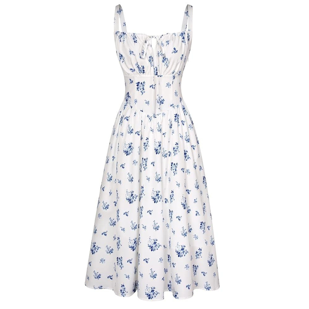 SCARLET DARKNESS Women Sun Dress Victorian Casual A-Line Sleeveless Spaghetti Strap Floral Dresse... | Amazon (UK)