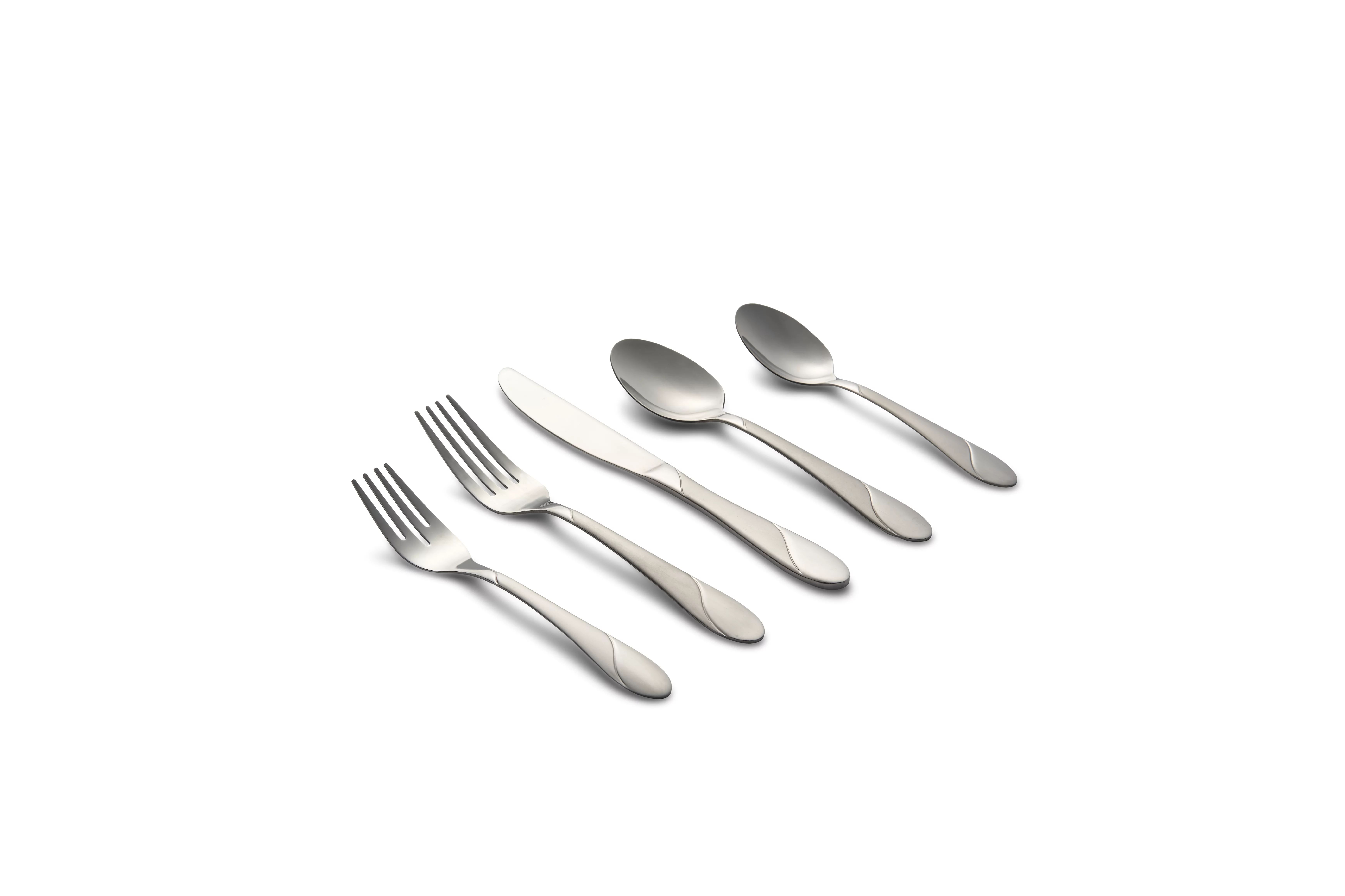 Cambridge Silversmiths Swirl Sand 89-Piece Flatware Set with 5-Piece Hostess Set | Walmart (US)