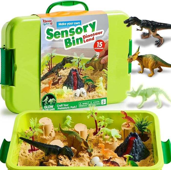 Klever Kits Sensory Bin Dinosaur Land, 15 Accessories, Glow-in-The-Dark, 8 Dinosaurs, Ages 3+ | Amazon (CA)