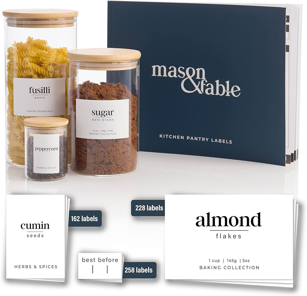 648 Pantry Organization Labels Booklet for Food Storage Containers, with 345 Preprinted Kitchen B... | Amazon (US)