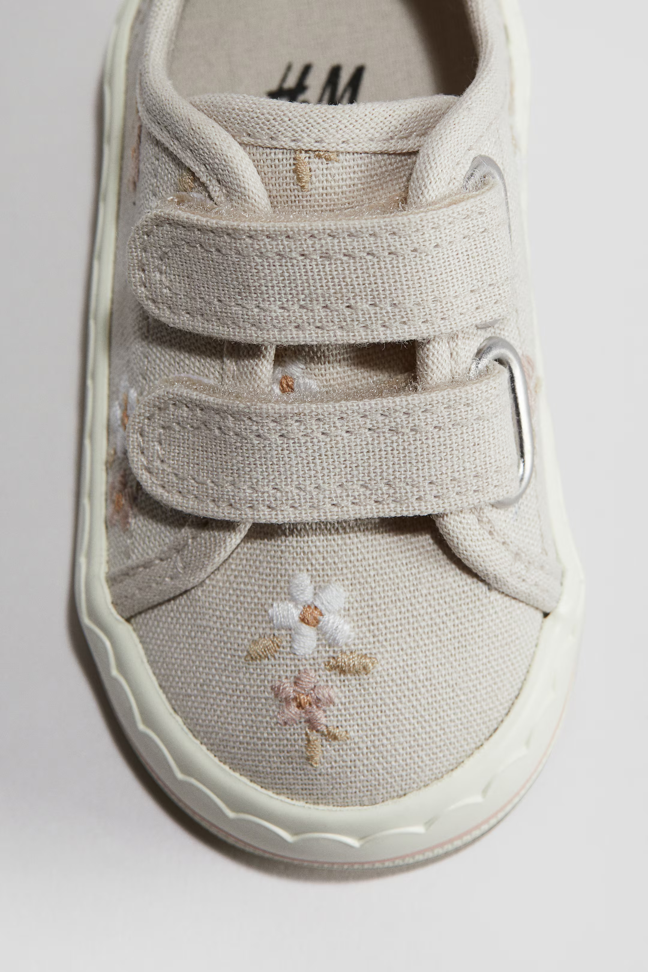 Embroidered-Detail Canvas Sneakers - Beige/flowers - Kids | H&M US | H&M (US + CA)