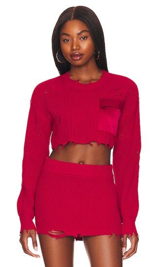 Cropped Devin Sweater in Red | Revolve Clothing (Global)