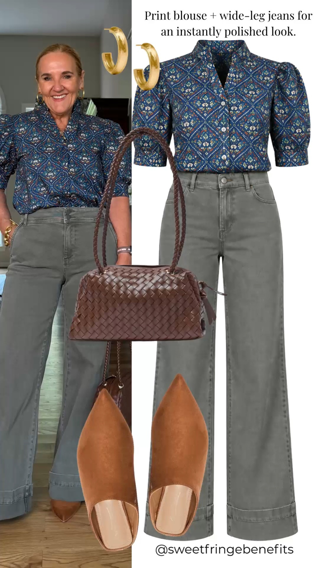 I’d wear this print blouse with wide-leg jeans any day. I’m wearing a medium in the blouse, and the jeans keep the whole thing feeling easy.

#LTKgrwm #LTKdayinmylife #LTKootd