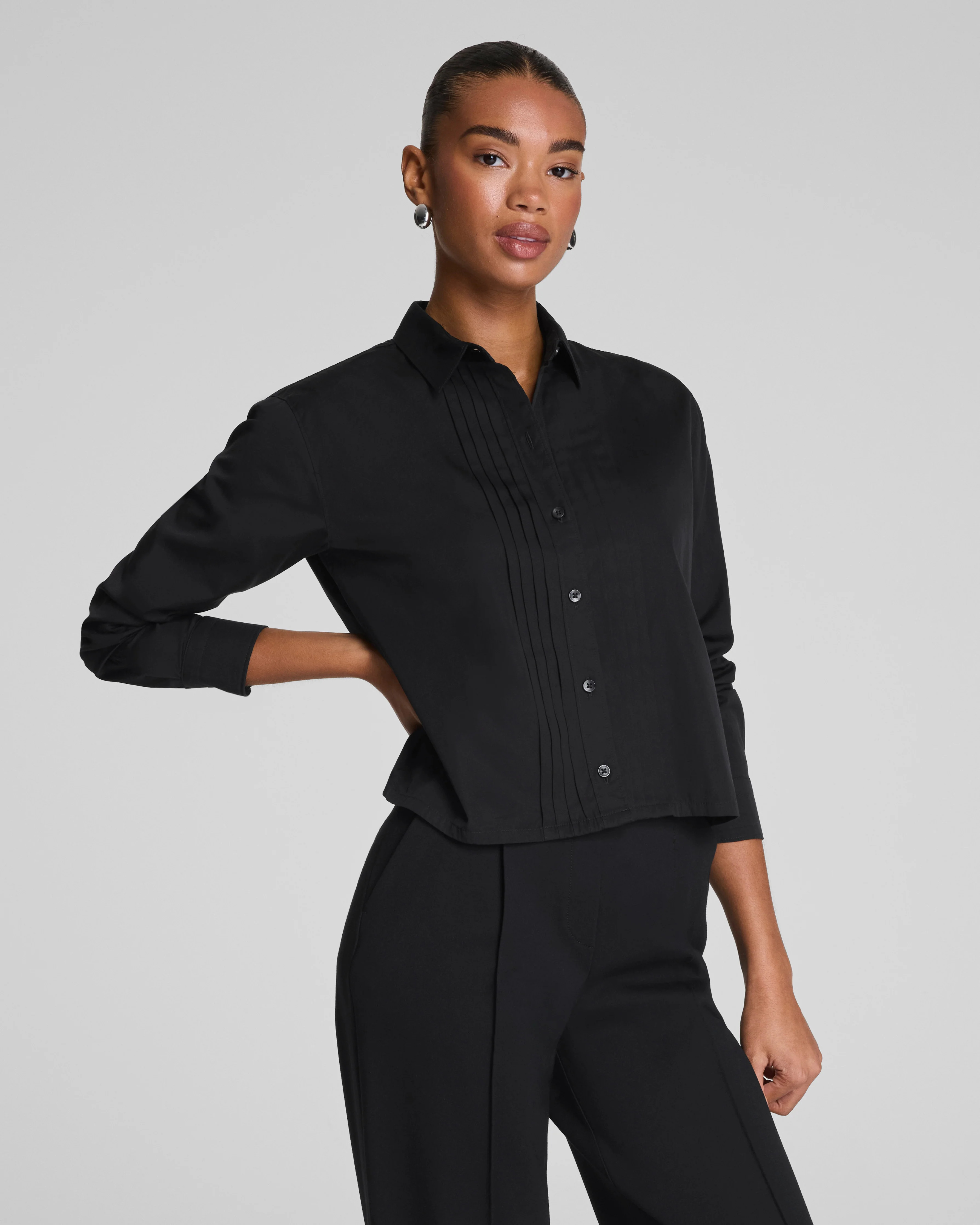 SPANX® Poplin Cropped Button-Up Shirt | Spanx