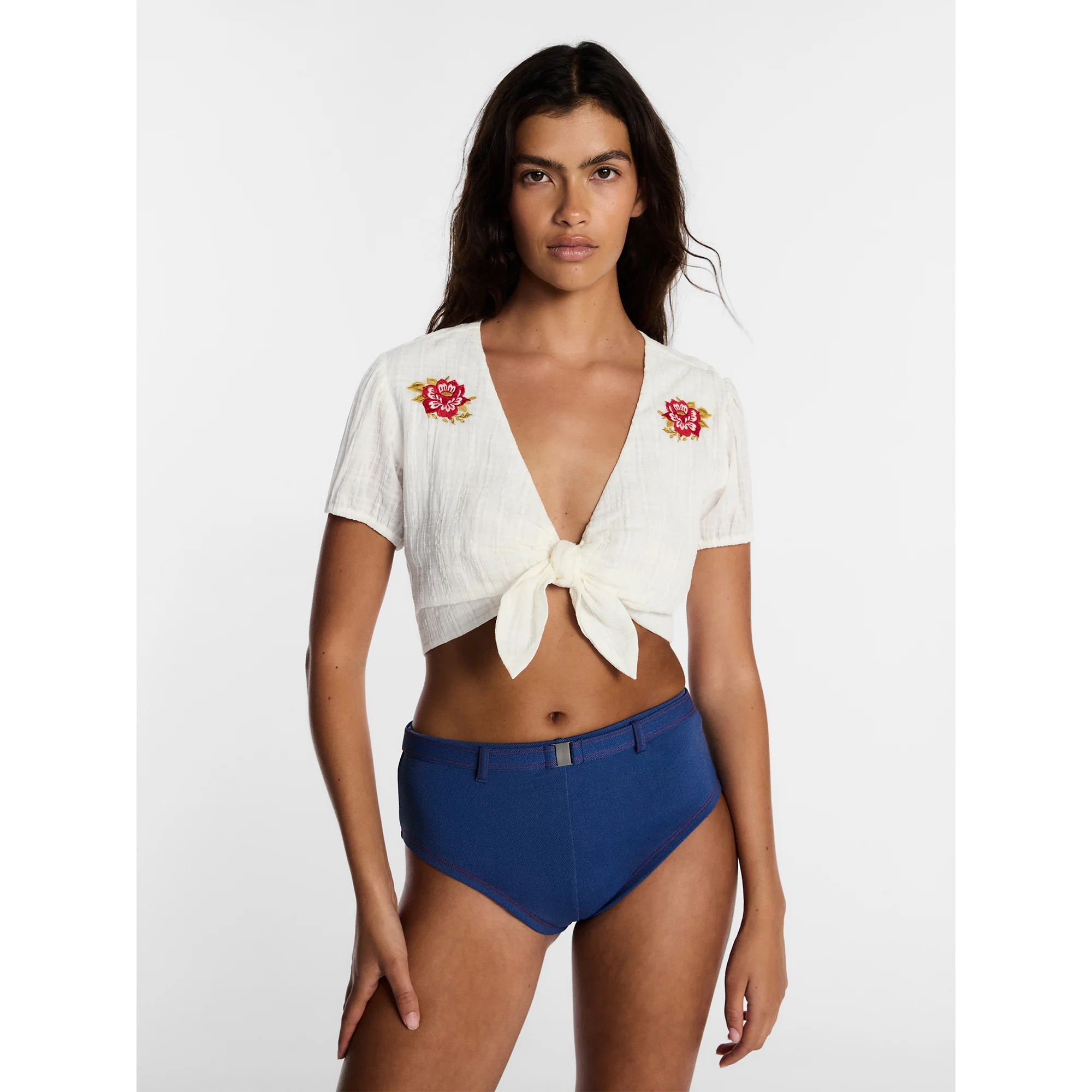Kacey Lee Women's Swim Tie Front Coverup Top, Sizes XS-XXL | Walmart (US)
