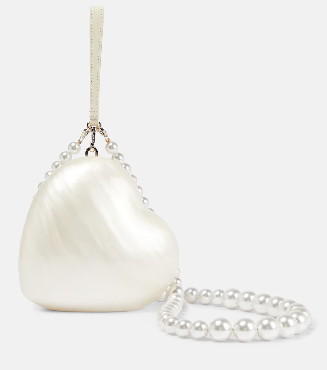 Bridal heart faux pearl-embellished clutch | Mytheresa (UK)