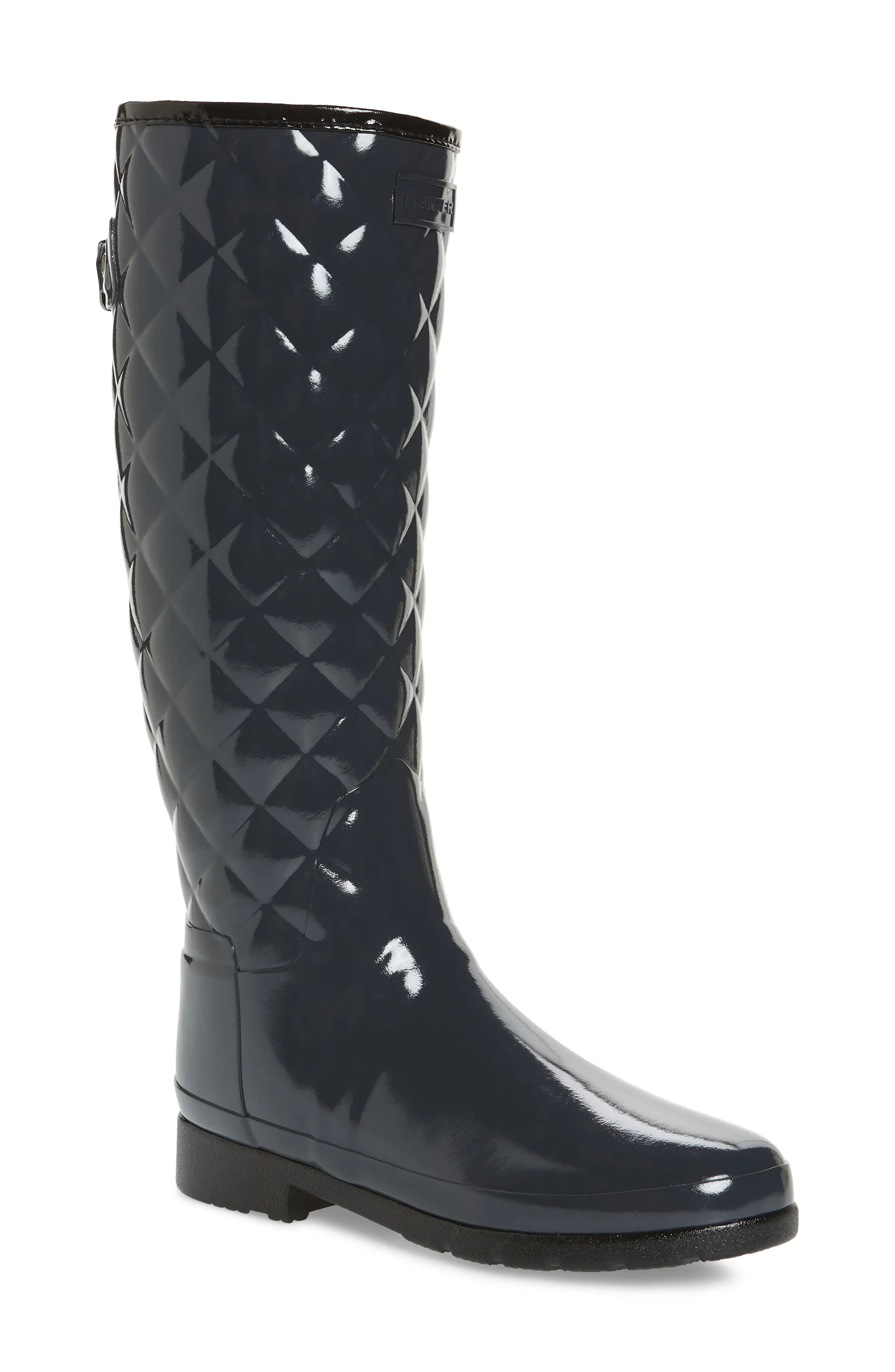 Hunter Original Refined High Gloss Quilted Waterproof Rain Boot (Women) | Nordstrom