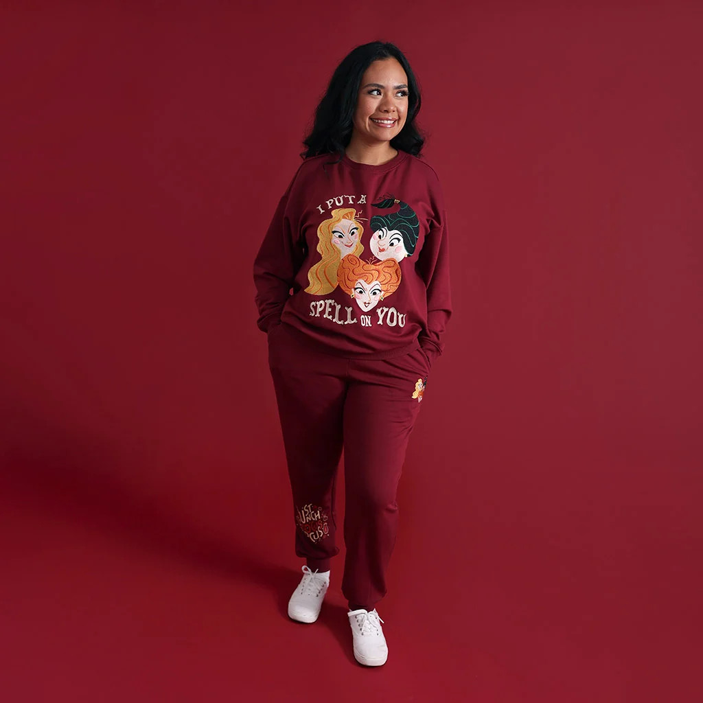 Hocus Pocus Red Long Disney Sanderson Sisters Women's Fleece Sweatshirt Jogger Set | Posh Peanut\... | Posh Peanut