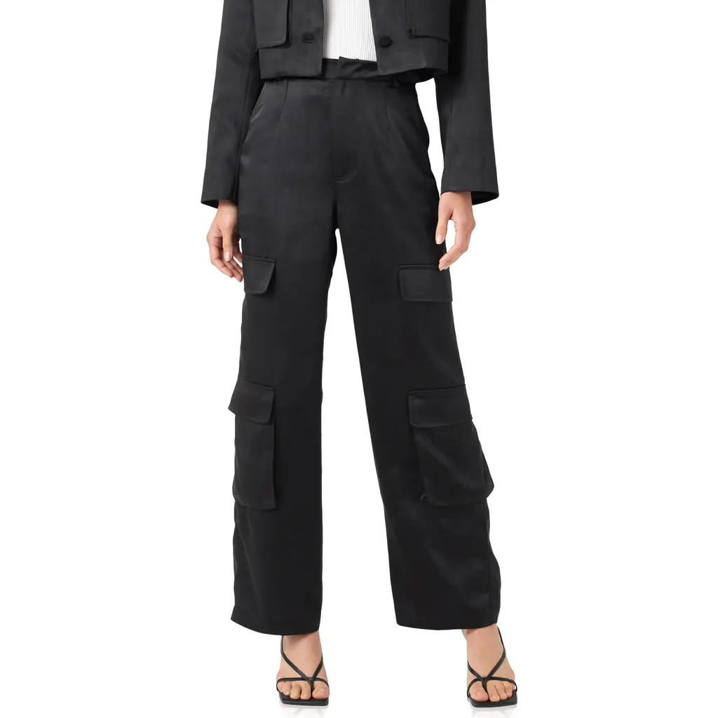 English Factory Satin Cargo Pants in Black at Nordstrom, Size Small | Nordstrom