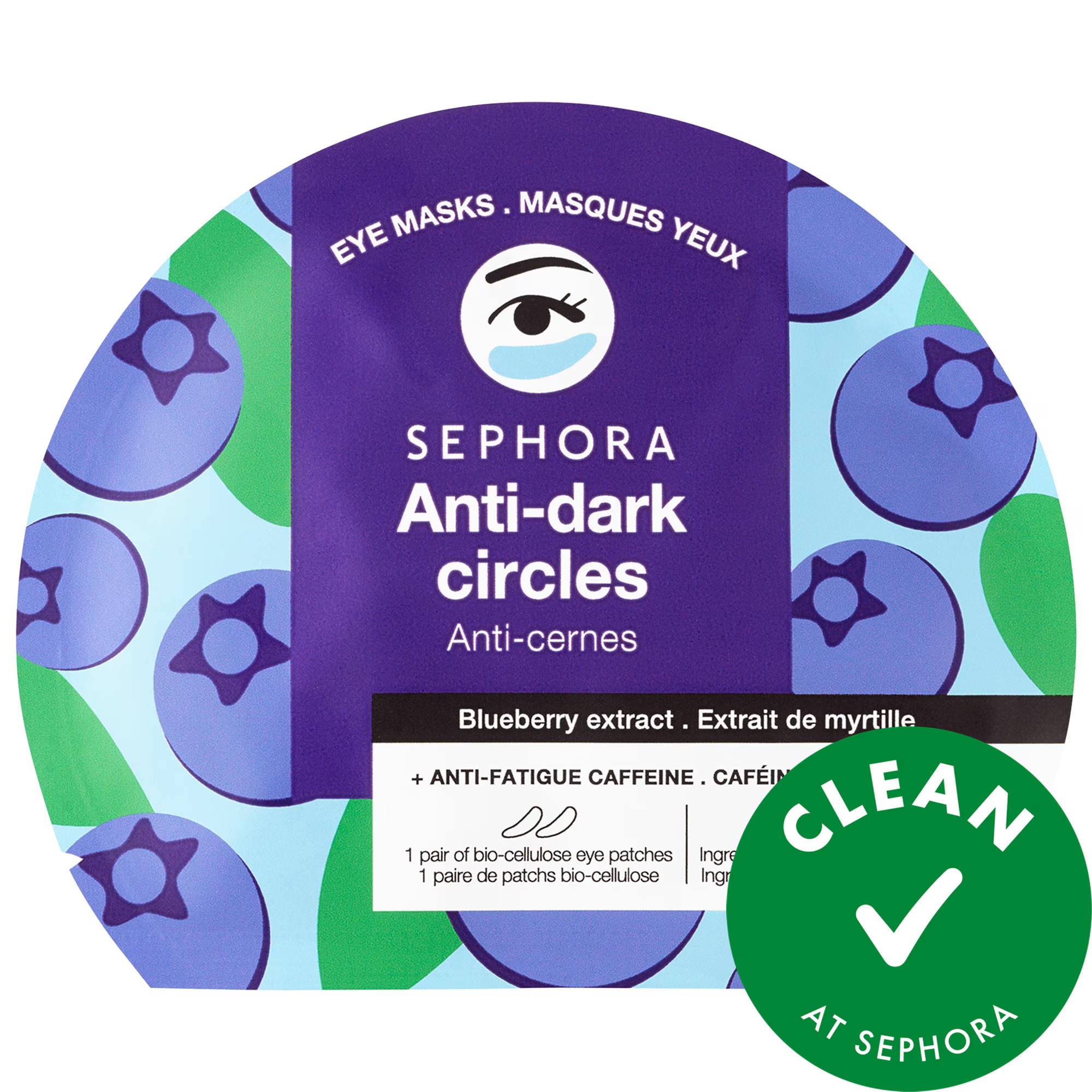 SEPHORA COLLECTION Caffeine Eye Mask Patches for Dark Circles + De-Puffing Blueberry 1 pc | Sephora (US)