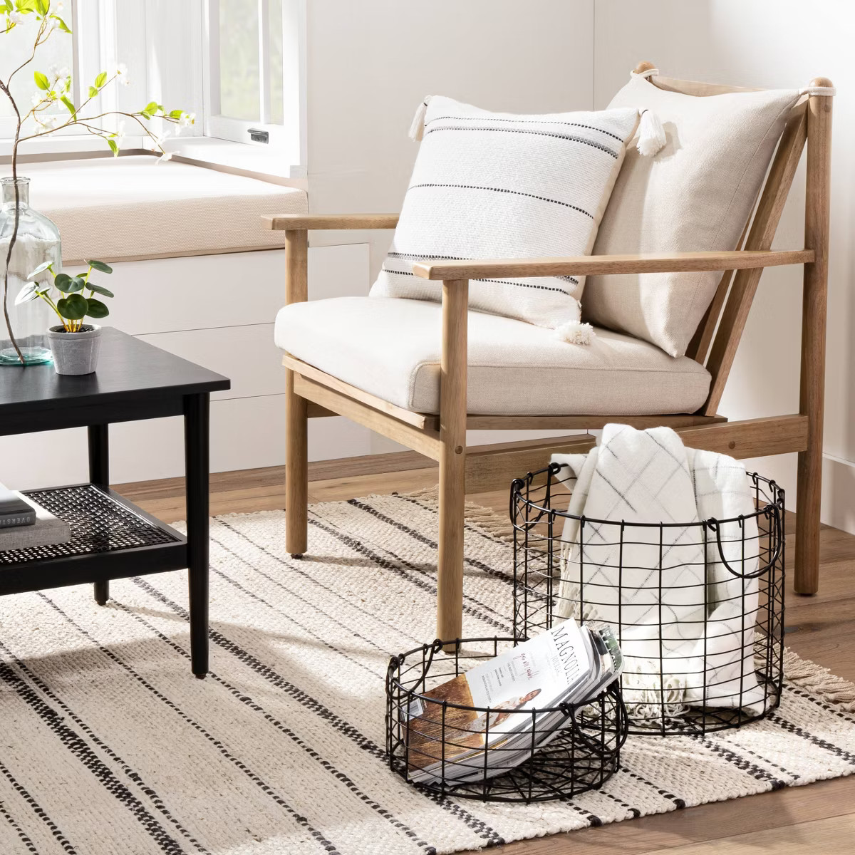 Round Wire Storage Basket with Handles Black - Hearth & Hand™ with Magnolia | Target
