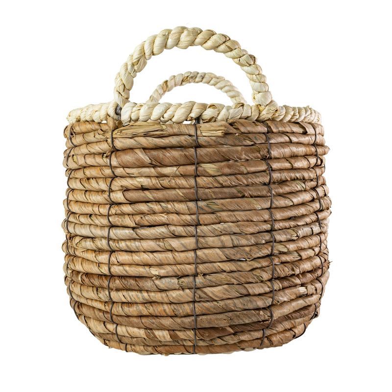 Wrapped Rim Basket Banana Leaf, Corn Husk & Metal - Foreside Home & Garden | Target