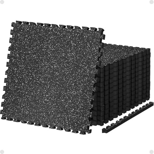 AIRHOP 0.79in Thick 48 Sq Ft Exercise Equipment Mats, 12 Tiles Upgraded Rubber Top with High Density EVA Foam, Large Interlocking Puzzle Gym Flooring for Home Gym, Heavy Weight Workout,Black & White | Amazon (US)