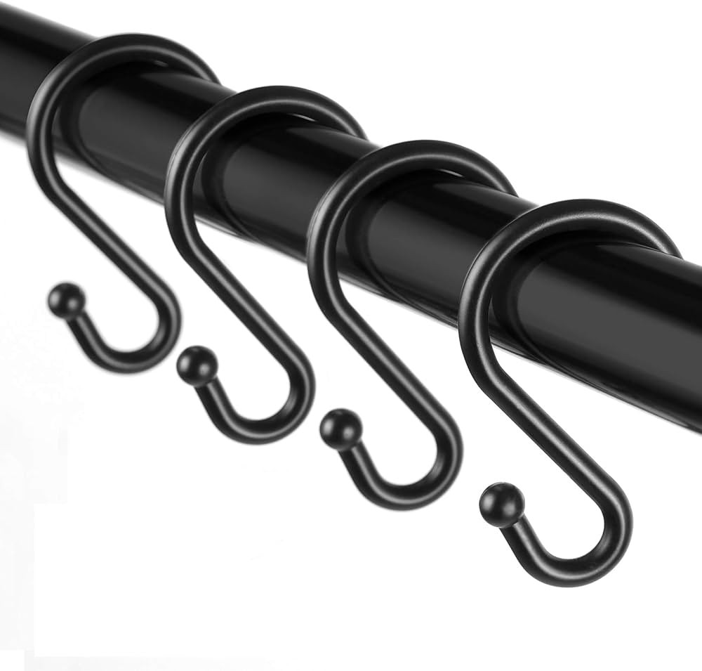 Metal Shower Curtain Hooks，Set of 12 Rings，Rust Resistant S Shaped Hooks Hangers for Shower C... | Amazon (US)