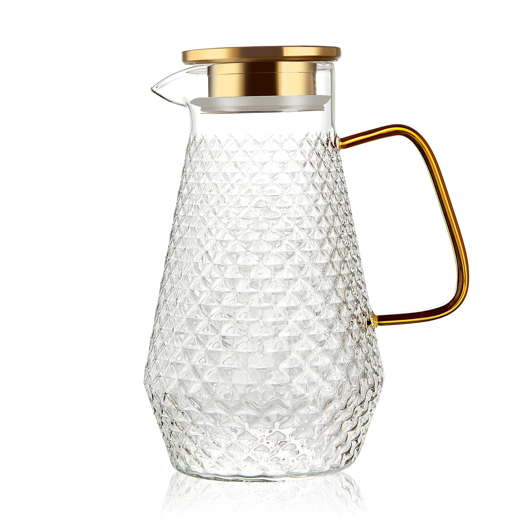Glass Pitcher,50oz/1.5 Liter Water Pitcher with S.S. Lid, Beverage Serveware, Iced Tea Jug,Water ... | Amazon (US)
