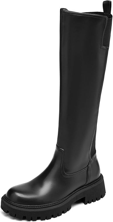 Women's Knee High Boots Fashion Platform Lug Sole Tall Riding Boots Comfortable Stretch Calf Dres... | Amazon (US)