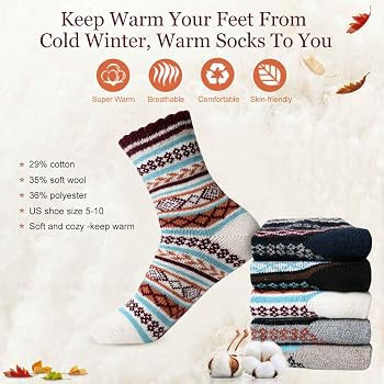 FYC Women Socks Winter - Gifts for Women - Warm Thick Soft Wool Socks Christmas Gifts Socks Cozy ... | Amazon (US)