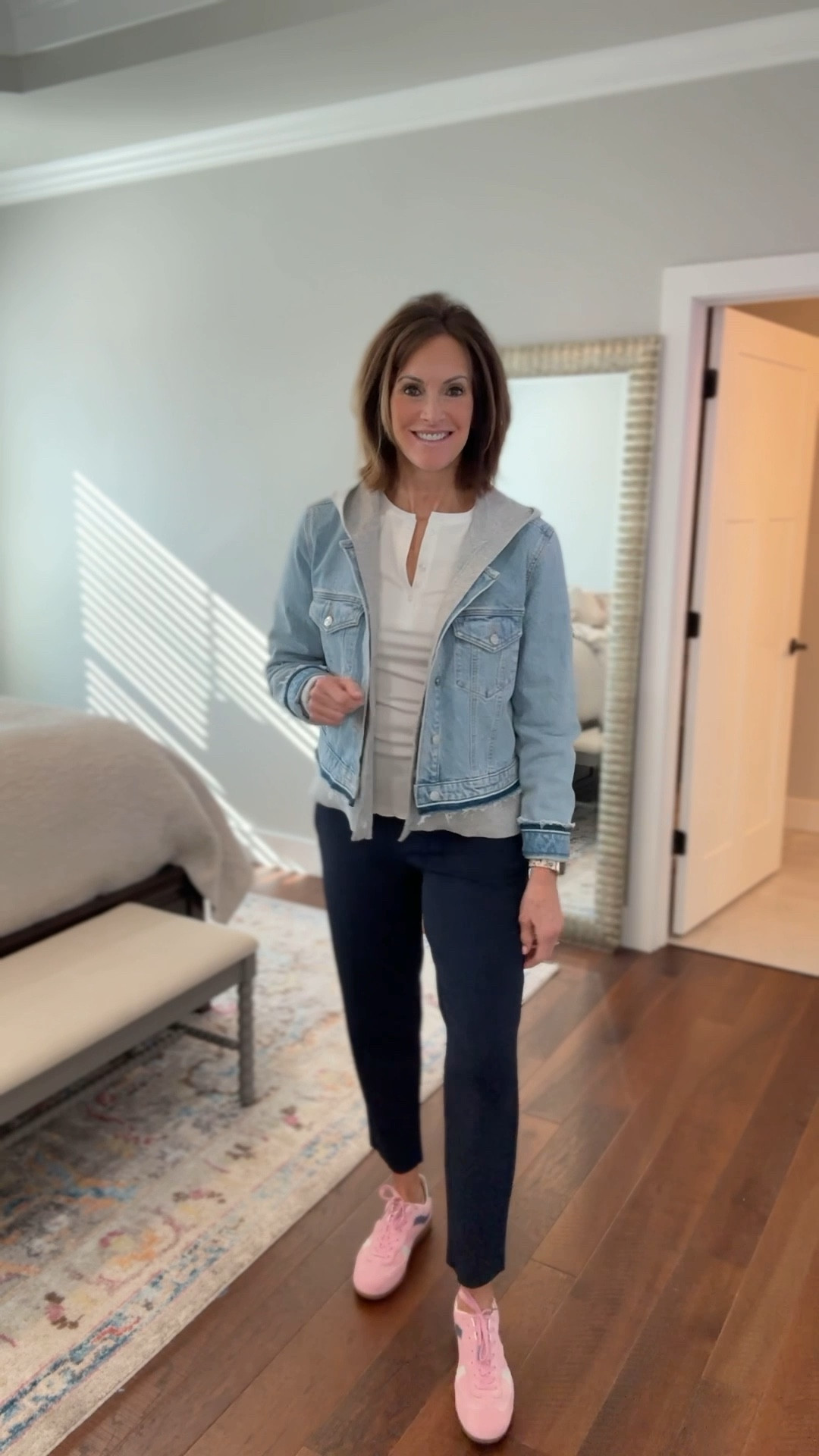 Travel style 

Pants - size 6 Regular. ( I sized down at the advice of the store salesperson and he was right! Run big!)
Available in petite/regular /tall. I chose regular because I wanted ankle length and the tall would have been at the top of my shoe)

Henley- L
Hooded sweater - Large (medium would have been plenty big for me)
Denim jacket - Large 



#LTKWatchNow #LTKStyleTip #LTKTravel