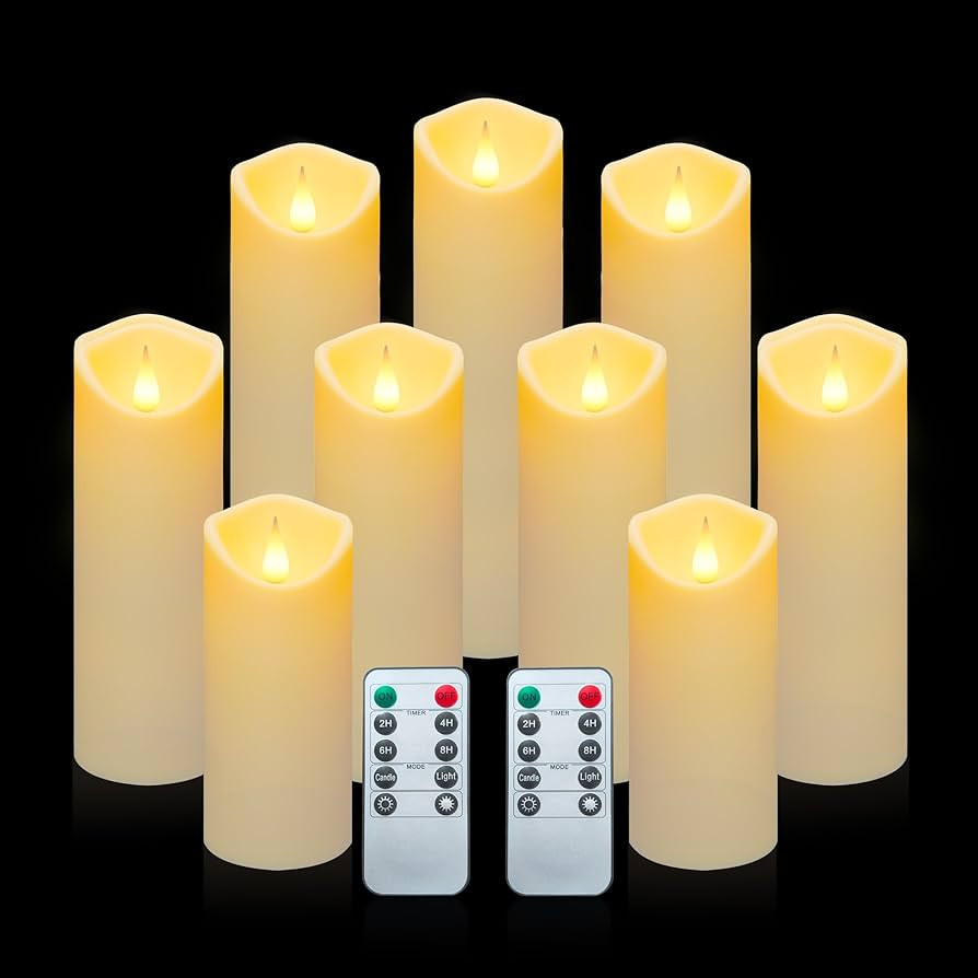Aignis Flickering Flameless Candles with 10-Key Remote Timer, Set of 9 Battery Operated LED Candl... | Amazon (US)