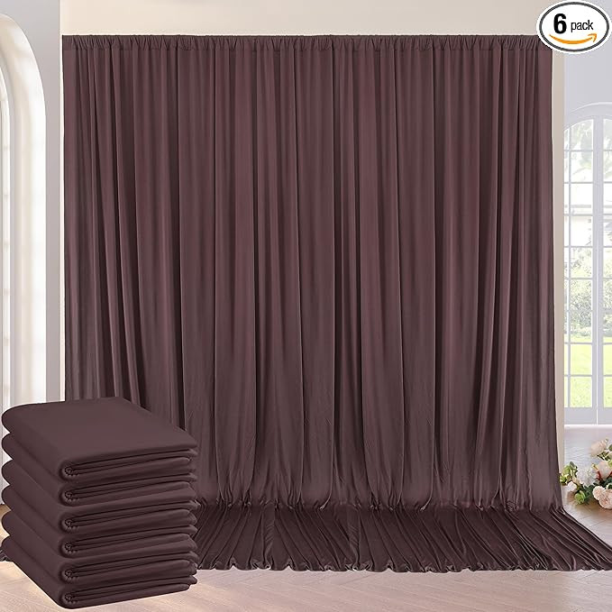 30ft×10ft Wrinkle Free Brown Backdrop Curtain for Parties, 6 Panels 5×10ft Soft Silky Polyester... | Amazon (US)