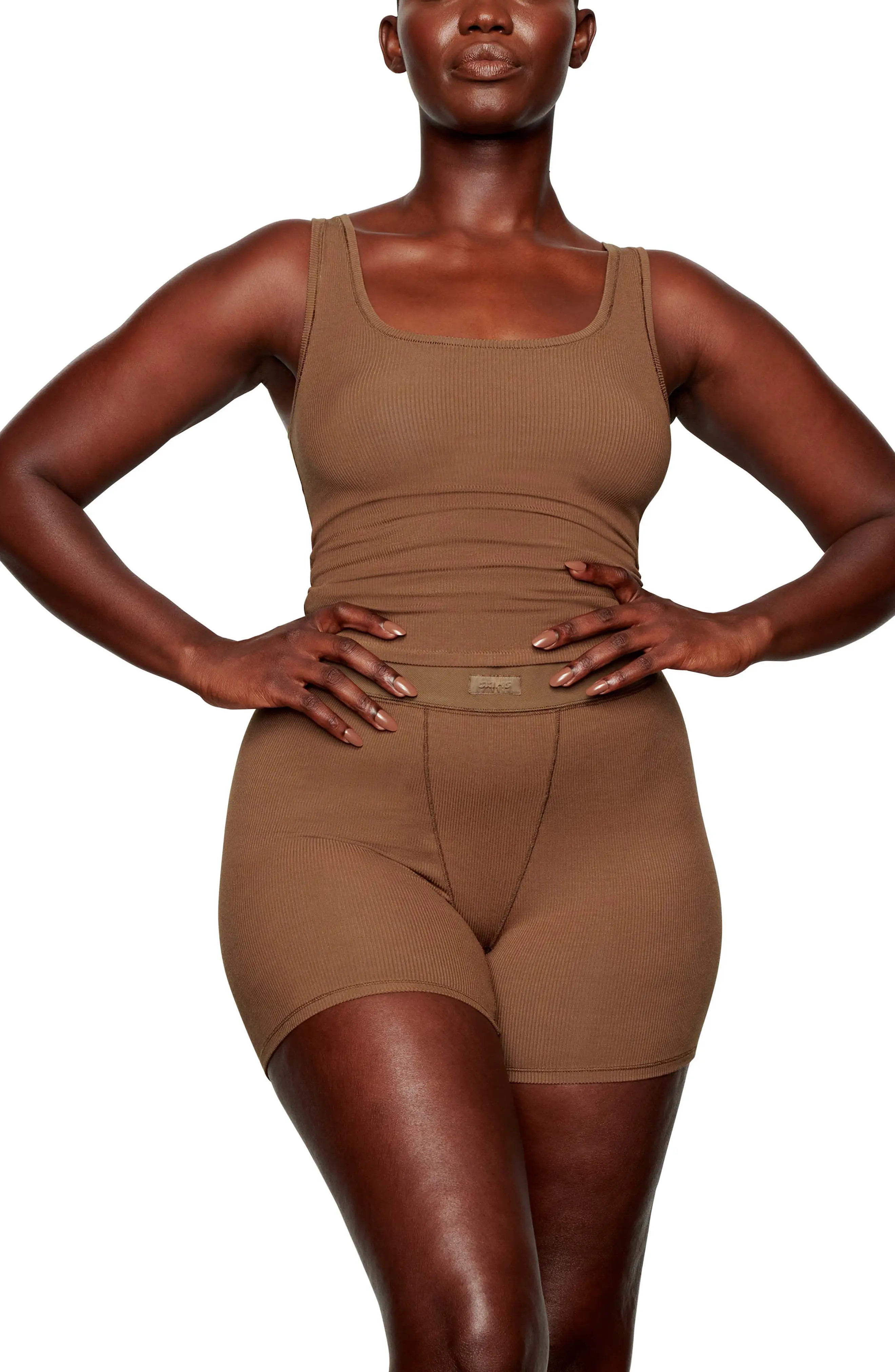 SKIMS Soft Lounge Tank, Size 2 X in Wood at Nordstrom | Nordstrom