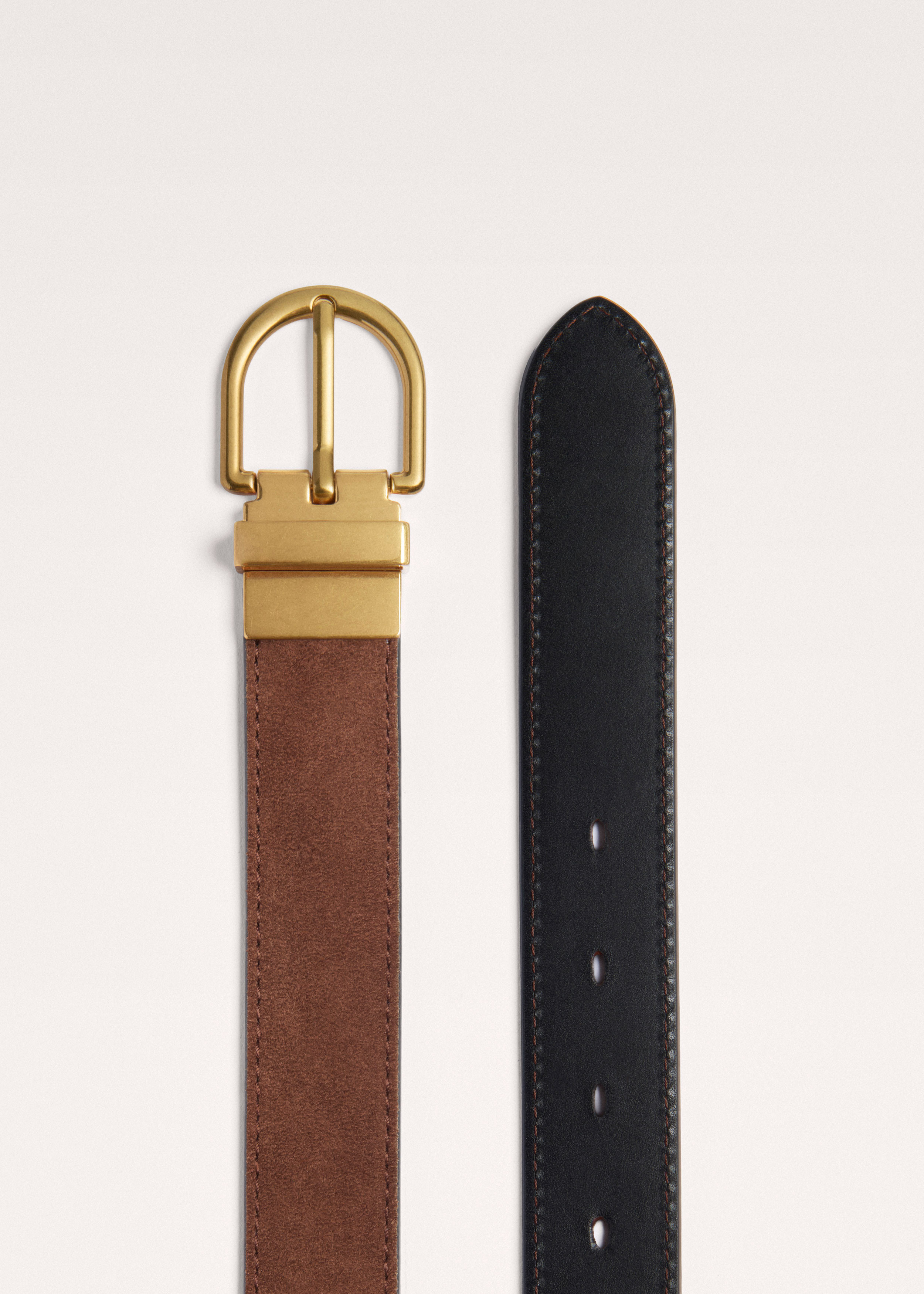 Round Buckle Reversible Belt Italian Full-Grain Vachetta Leather + Suede | ME+EM Global (Excluding US)