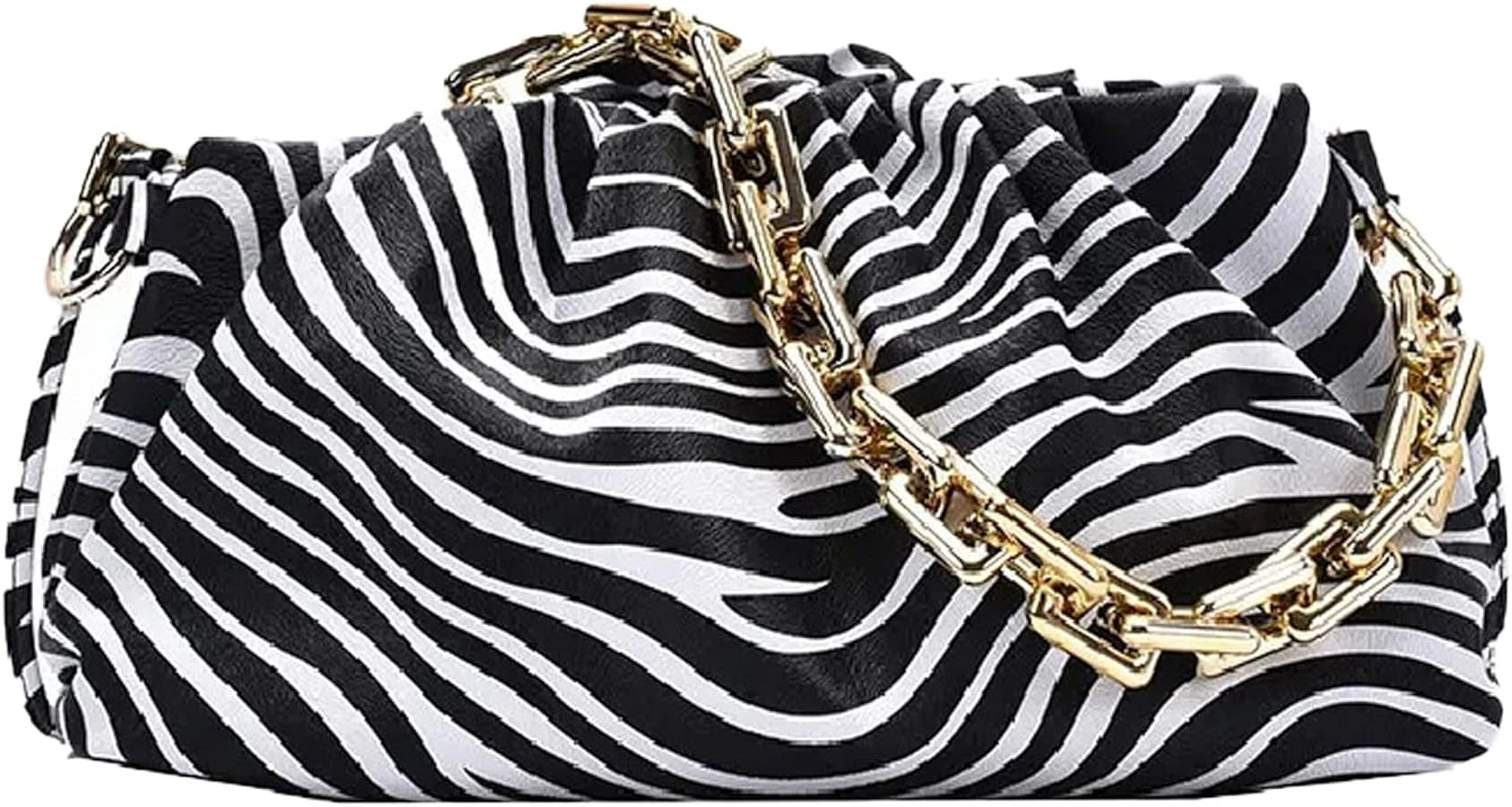 TEESTA Zebra Print Dumpling Cloud Shape Stylish and Premium Women Sling Bags with Golden Chrome C... | Amazon (US)