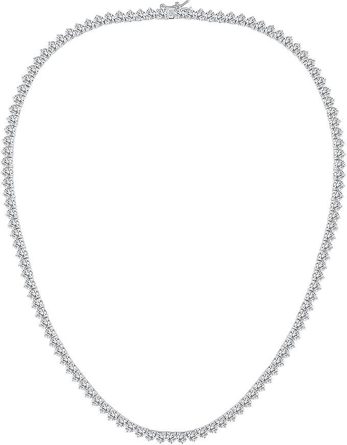 GMESME 18K White Gold Plated Cubic Zirconia Classic Tennis Necklace (14-24inch) | Amazon (US)