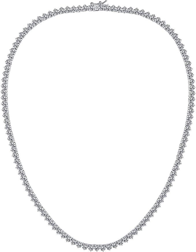 GMESME 18K White Gold Plated Cubic Zirconia Classic Tennis Necklace (14-24inch) | Amazon (US)