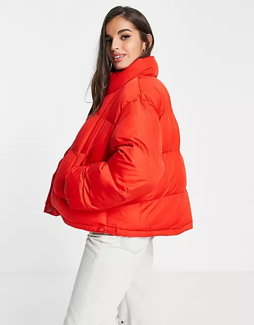 ASOS DESIGN oversized recycled puffer jacket in red | ASOS | ASOS (Global)