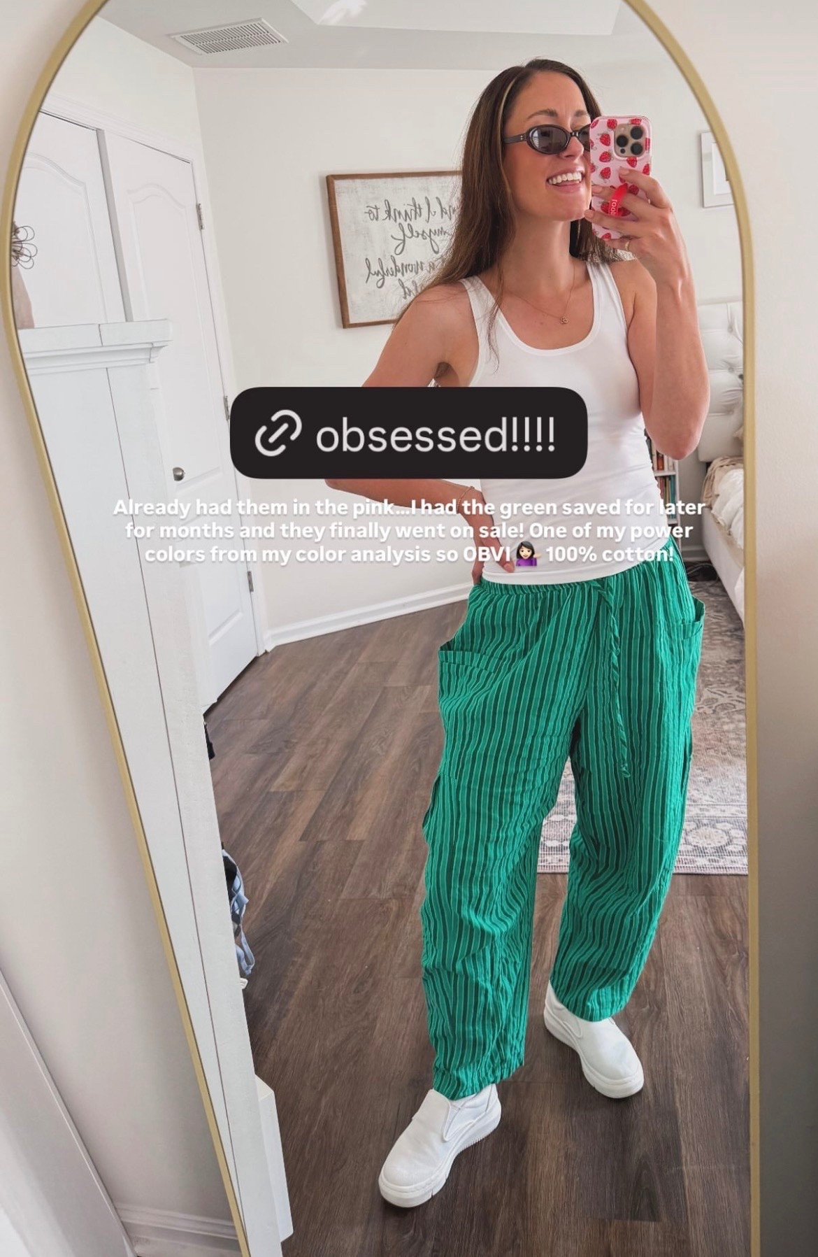 These green striped pants are one of my power colors from my color analysis so had to buy them! OBVI 💁🏻‍♀️

#LTKootd #LTKmomlife #LTKSeasonal