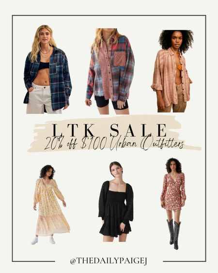 Urban outfitters is participating in the LTK Sale! Take 20% off your purchase of $100! I love the plaid shirts from Urban and love their cute dresses as well! 

#LTKunder100 #LTKsalealert #LTKSale