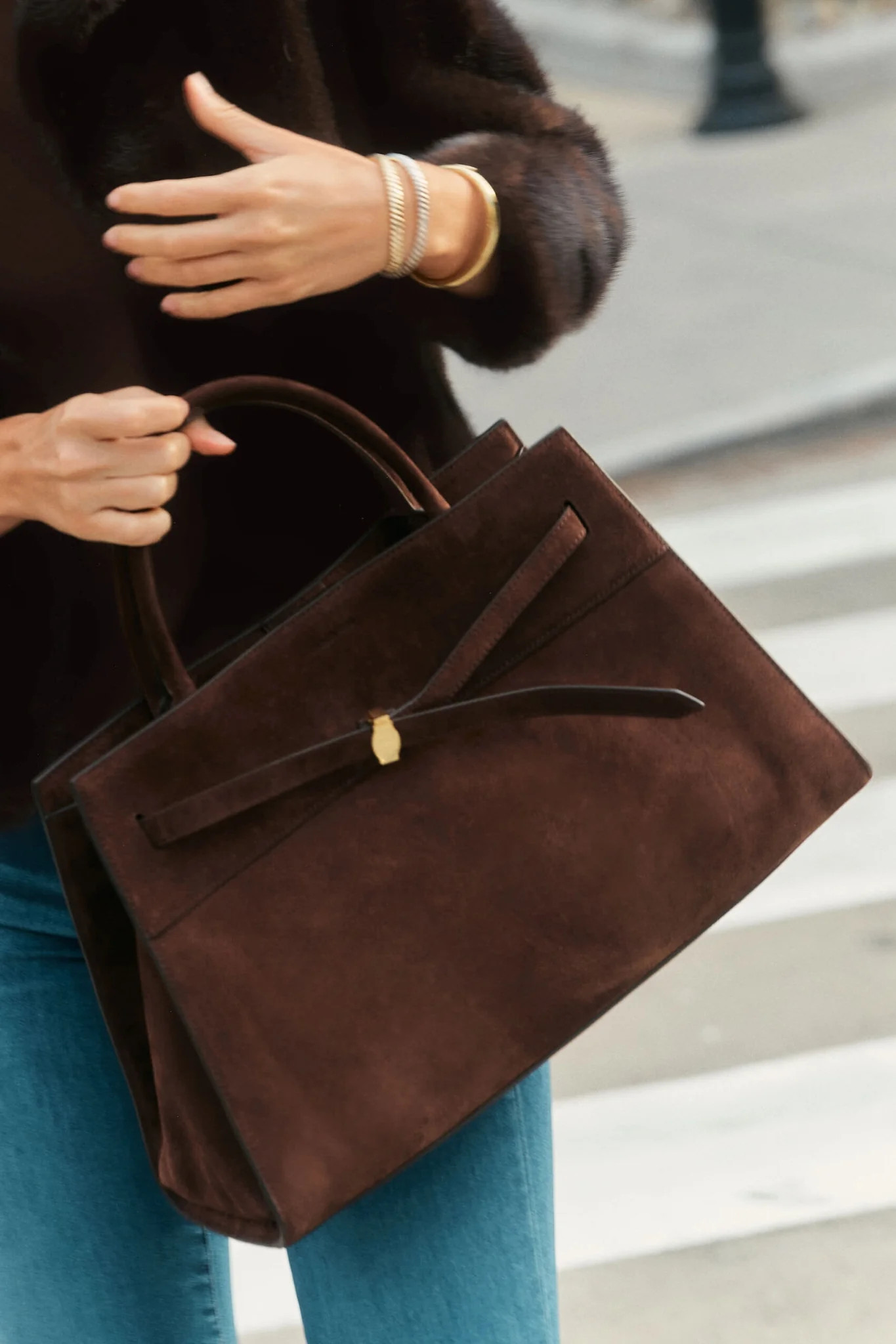 Espresso Large Suede Veronica Beard Dash Bag | Tuckernuck (US)
