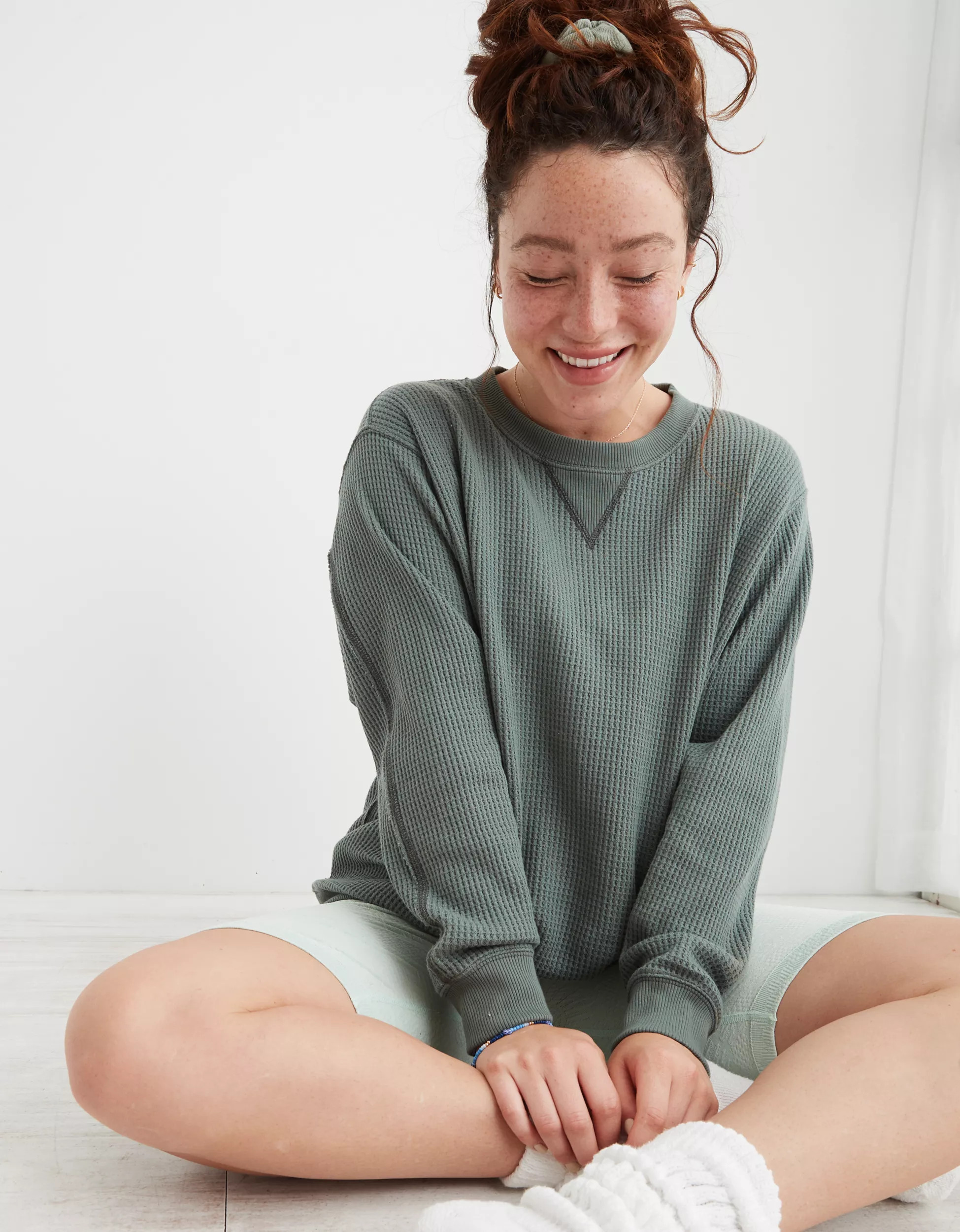 Aerie The Sweat Waffle Crew Neck Sweatshirt | American Eagle Outfitters (US & CA)