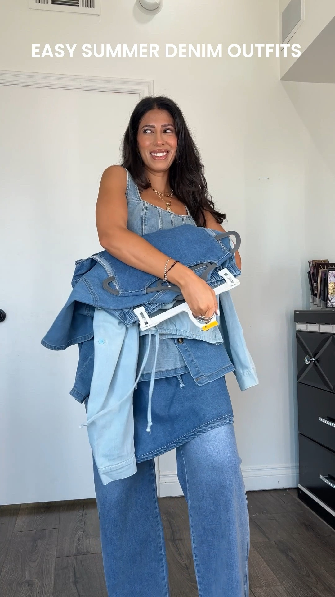 Summer denim outfits!

First outfit: wide leg, drawstring waist jeans size 6 and denim top size small 

Second outfit: denim set comes in an other denim washes size medium

Third outfit: Levi’s denim shorts size 28 (no stretch), cinched denim top size small

Fourth outfit: denim dress size small 

#LTKFindsUnder50 #LTKSeasonal #LTKStyleTip