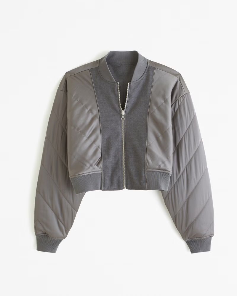 Women's Cropped Reversible Bomber Jacket | Women's Clearance | Abercrombie.com | Abercrombie & Fitch (US)