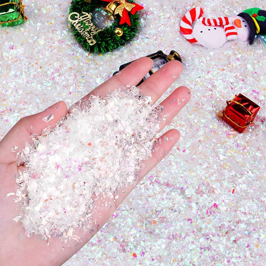 7 Ounces Christmas Iridescent Snowflake Glitter Fake Snow Confetti Tinsel Artificial Snow for Cra... | Amazon (US)