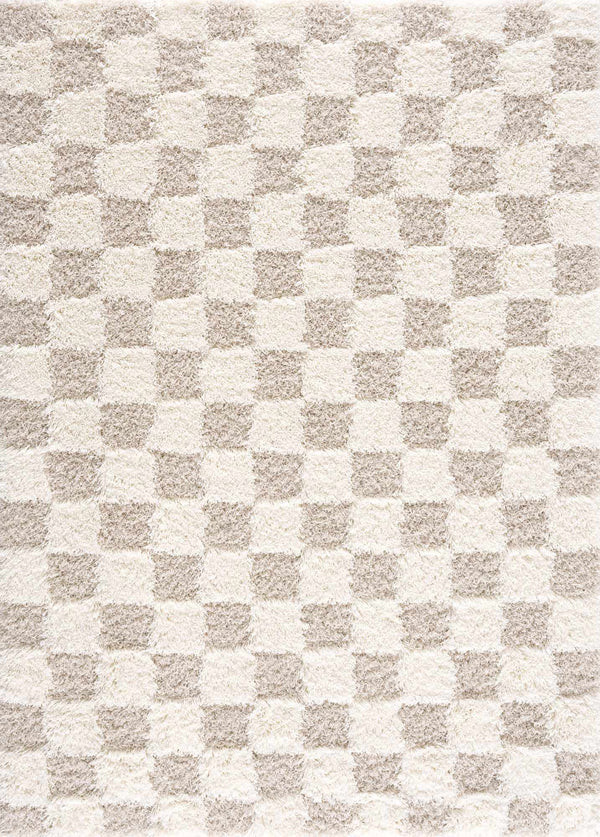 Atira Light Brown Checkered Area Rug | Boutique Rugs